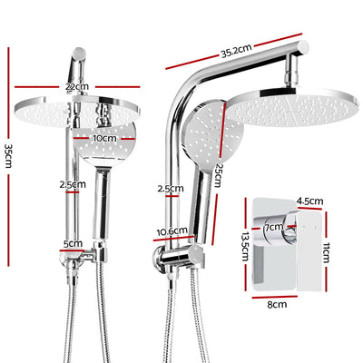 Cefito 9'' Rain Shower Head Set Handheld Round High Pressure Mixer Tap Chrome