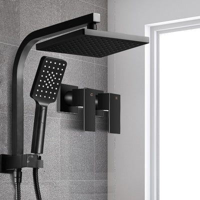 Cefito 8'' Rain Shower Head Set Handheld Round High Pressure Twins Tap Black