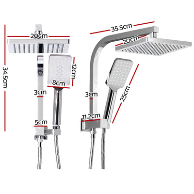 Cefito 8'' Rain Shower Head Set Handheld Square High Pressure Chrome