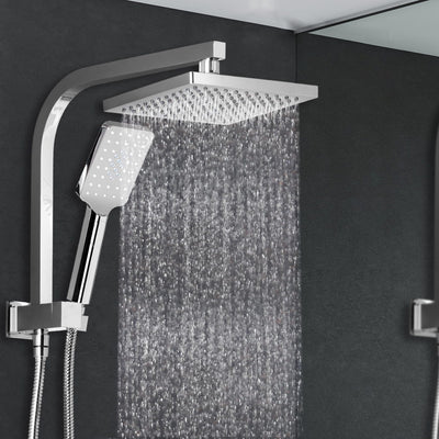 Cefito 8'' Rain Shower Head Set Handheld Square High Pressure Chrome