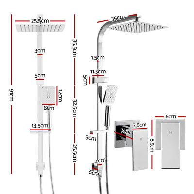 Cefito 10'' Rain Shower Head Set Handheld Square High Pressure Twins Tap Chrome