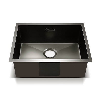 Cefito Kitchen Sink 60X45CM Stainless Steel Basin Single Bowl Black