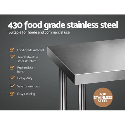 Cefito 610x610mm Stainless Steel Kitchen Bench 430