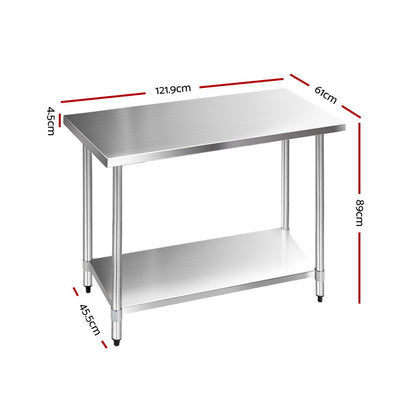 Cefito 1219x610mm Stainless Steel Kitchen Bench 430