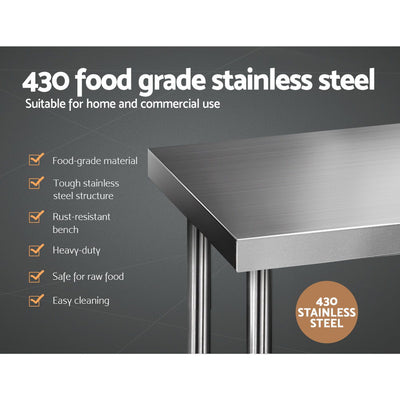 Cefito 1219x610mm Stainless Steel Kitchen Bench 430