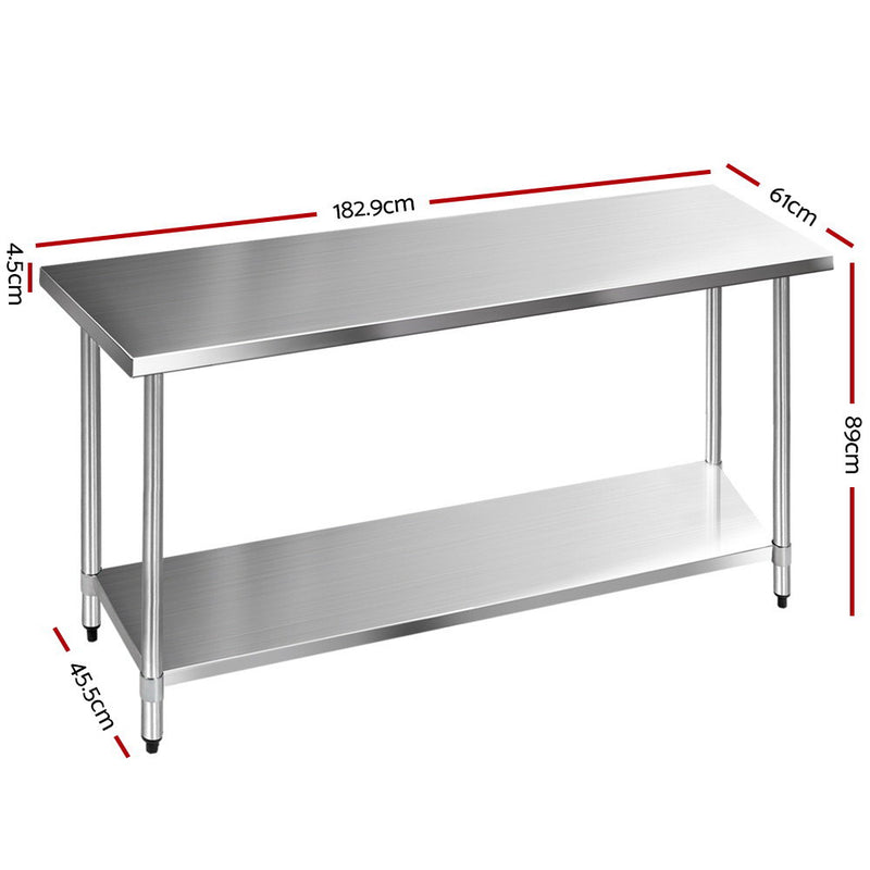 Cefito 1829x610mm Stainless Steel Kitchen Bench 430