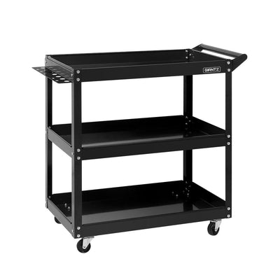 Giantz Tool Cart 3 Tier Parts Steel Trolley Mechanic Storage Organizer Black