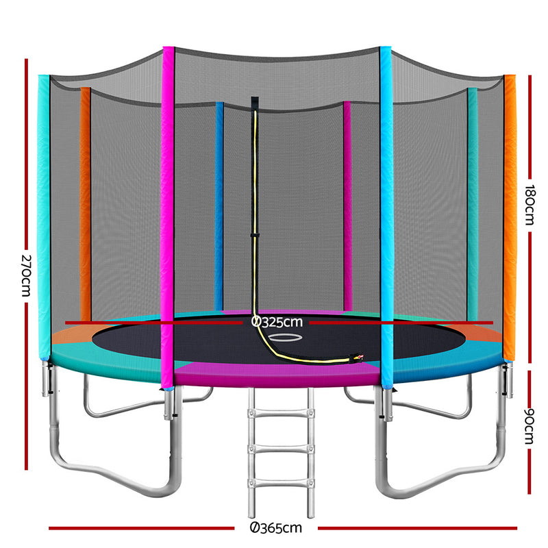 Everfit 12FT Trampoline for Kids w/ Ladder Enclosure Safety Net Pad Gift Round