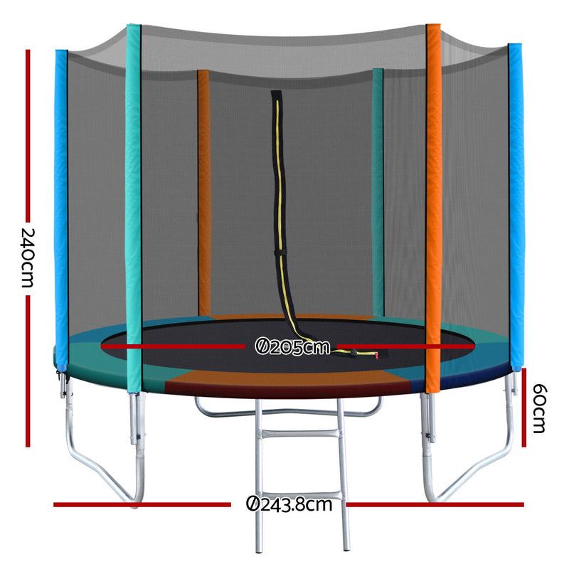 Everfit 8FT Trampoline for Kids w/ Ladder Enclosure Safety Net Pad Gift Round