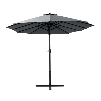 Instahut 4.57m Outdoor Umbrella Beach Pole Garden Tilt Charcoal