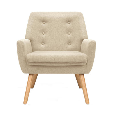 Artiss Fabric Dining Armchair - Beige