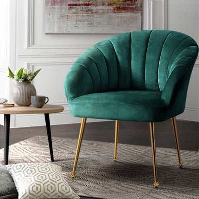 Artiss Armchair Velvet Green Eloise