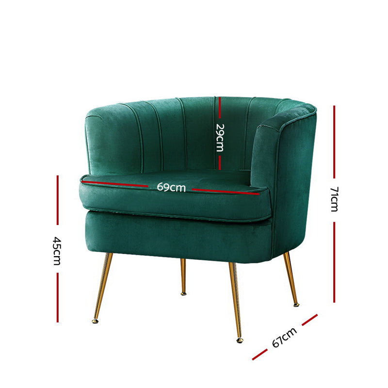 Artiss Armchair Velvet Green Norvia