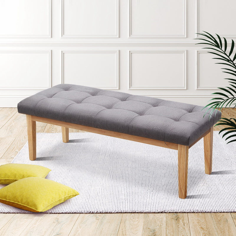 Artiss Ottoman Bench 120cm Foot Stool Linen Grey