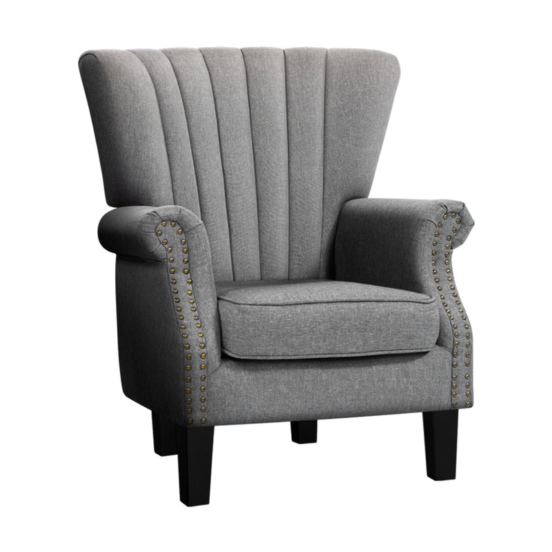 Artiss Upholstered Fabric Armchair Accent Tub Chairs Modern seat Sofa Lounge Grey