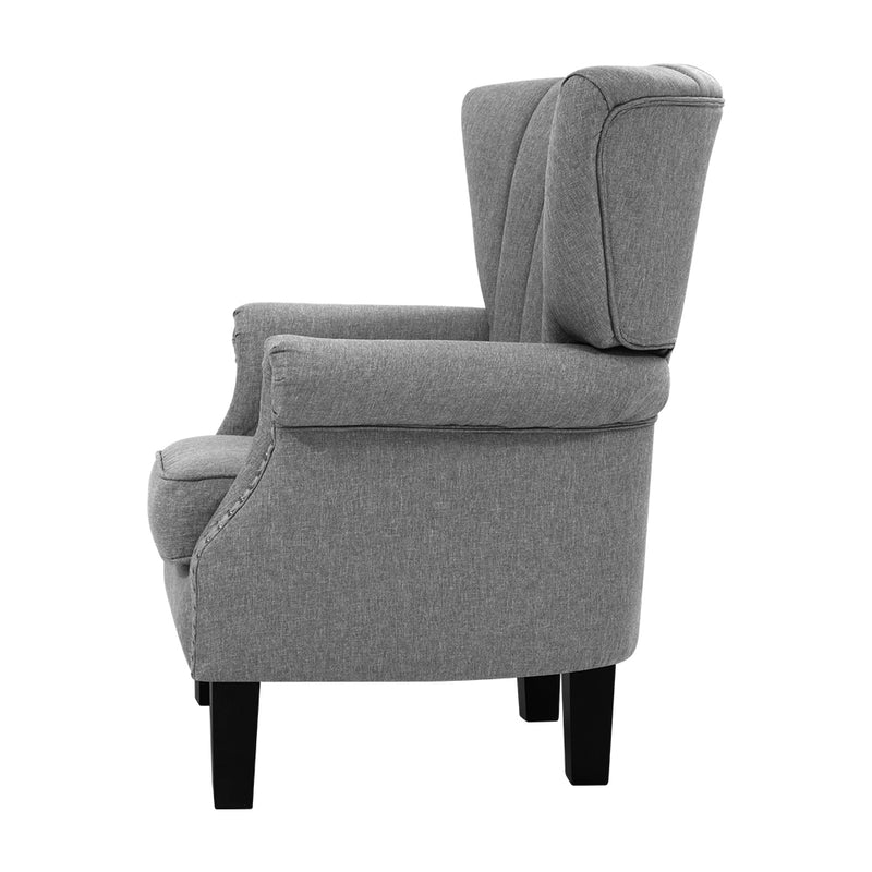 Artiss Armchair Wingback Grey Andrew