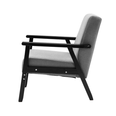 Artiss Fabric Dining Armchair - Black & Grey