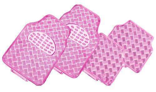 VENOM 4-Piece Car Mat - PINK [Rubber/Aluminium Look]