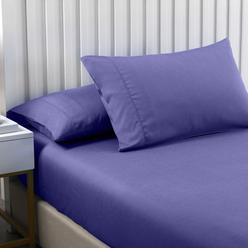 Royal Comfort 2000TC 3 Piece Fitted Sheet and Pillowcase Set Bamboo Cooling - Double - Royal Blue