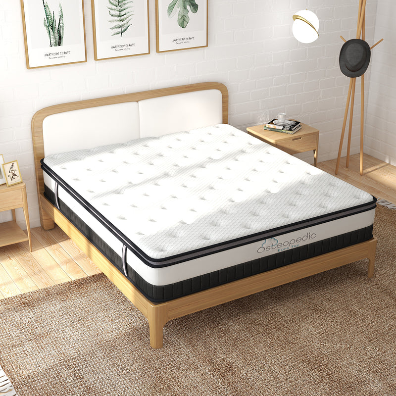 Osteopedic Euro Top Mattress Pocket Spring Medium Firm Hybrid Design Bed 30CM - Single - White