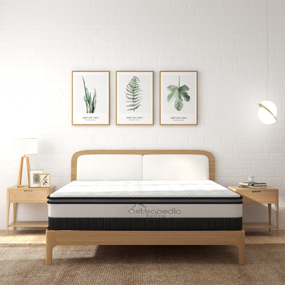 Osteopedic Euro Top Mattress Pocket Spring Medium Firm Hybrid Design Bed 30CM - Single - White