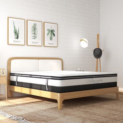 Osteopedic Euro Top Mattress Pocket Spring Medium Firm Hybrid Design Bed 30CM - King Single - White