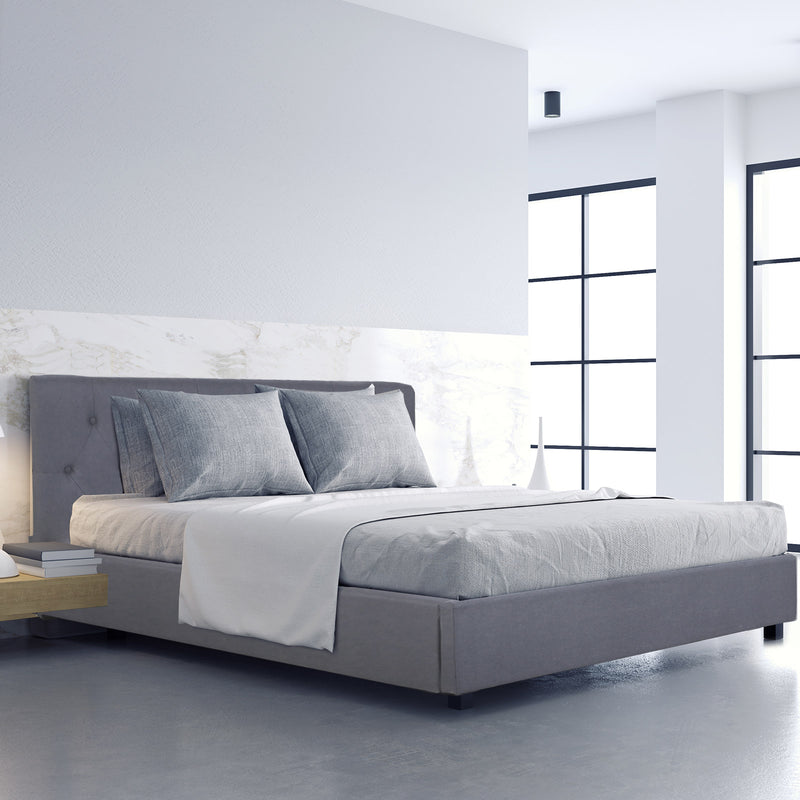 Milano Capri Luxury Gas Lift Bed Frame Base And Headboard With Storage - Double - Grey