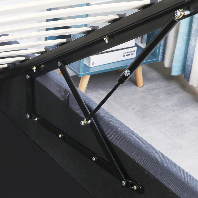 Milano Capri Luxury Gas Lift Bed Frame Base And Headboard With Storage - Double - Grey