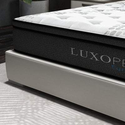 Luxopedic Pocket Spring Mattress 5 Zone 32CM Euro Top Memory Foam Medium Firm - King Single - White  Grey