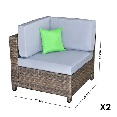 Milano Decor 5 Piece Outdoor Sofa Set Rattan Oatmeal Black Patio Garden Lounge