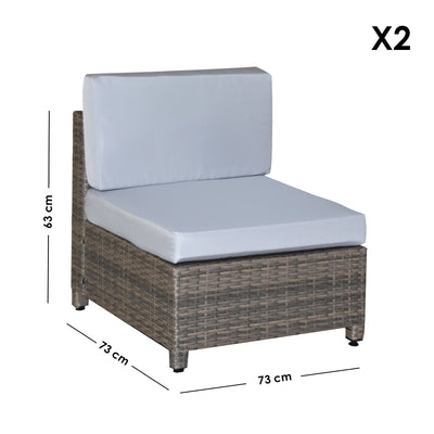 Milano Decor 5 Piece Outdoor Sofa Set Rattan Oatmeal Black Patio Garden Lounge
