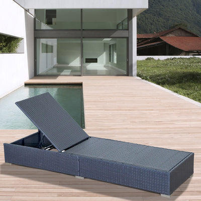 Arcadia Furniture Outdoor 3 Piece Sunlounge Set Rattan Garden Day Bed Lounger - Black and Grey