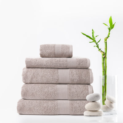 Royal Comfort 5 Piece Cotton Bamboo Towel Set 450GSM Luxurious Absorbent Plush - Champagne