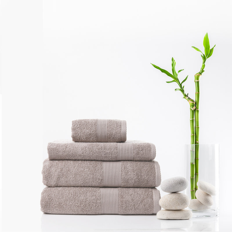 Royal Comfort 4 Piece Cotton Bamboo Towel Set 450GSM Luxurious Absorbent Plush - Champagne