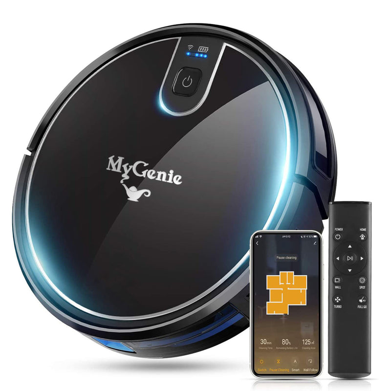 MyGenie XSonic Wifi Pro Robotic Vacuuum Cleaner Carpet Wet Dry Mopping Black