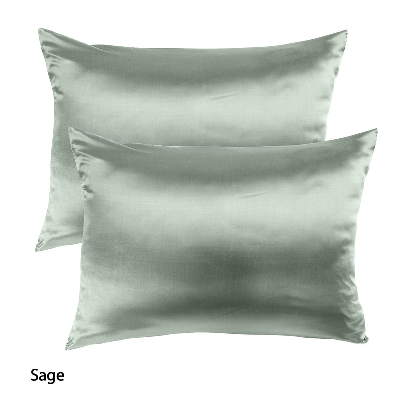 Royal Comfort Mulberry Soft Silk Hypoallergenic Pillowcase Twin Pack 51 x 76cm - Sage