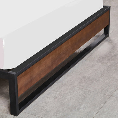 Milano Decor Sorrento Metal Wood Bed Frame Mattress Base Platform Modern Black - Single - Black