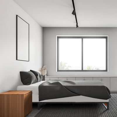 Milano Decor Sorrento Metal Wood Bed Frame Mattress Base Platform Modern Black - Double - Black