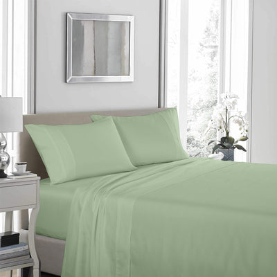 Royal Comfort 1200 Thread Count Sheet Set 4 Piece Ultra Soft Satin Weave Finish - King - Sage Green