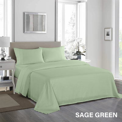 Royal Comfort 1200 Thread Count Sheet Set 4 Piece Ultra Soft Satin Weave Finish - King - Sage Green