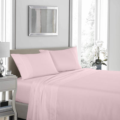 Royal Comfort 1200 Thread Count Sheet Set 4 Piece Ultra Soft Satin Weave Finish - King - Soft Pink