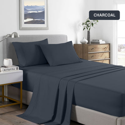 Royal Comfort 2000 Thread Count Bamboo Cooling Sheet Set Ultra Soft Bedding - Single - Charcoal