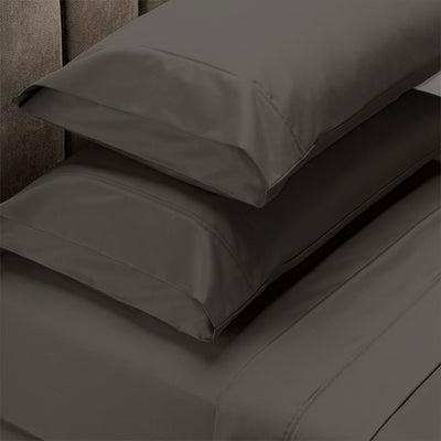 Royal Comfort 4 Piece 1500TC Sheet Set And Goose Feather Down Pillows 2 Pack Set - King - Stone