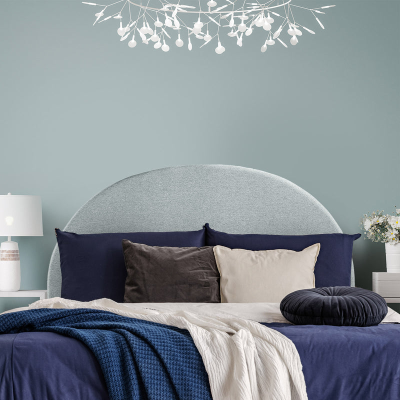 Milano Decor Barcelona Curved Light Grey Bed Head Headboard Bedhead Upholstered - King - Light Grey