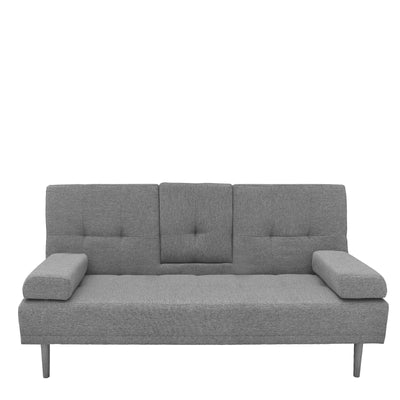 Casa Decor Mendoza 2 in 1 Sofa Bed Couch Grey Pull Down Cupholder 3 Seats Futon