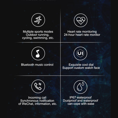 FitSmart Multi Function Smartwatch Wireless Touch Screen All In One - Black