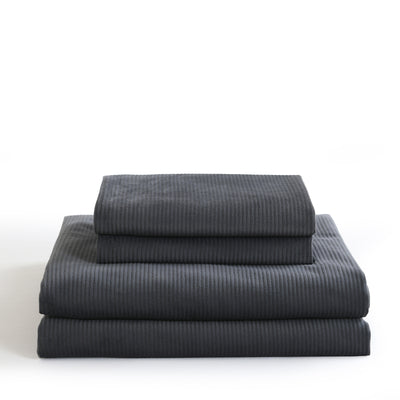 Royal Comfort Velvet Corduroy Quilt Cover Set Super Soft Luxurious Warmth - King - Charcoal