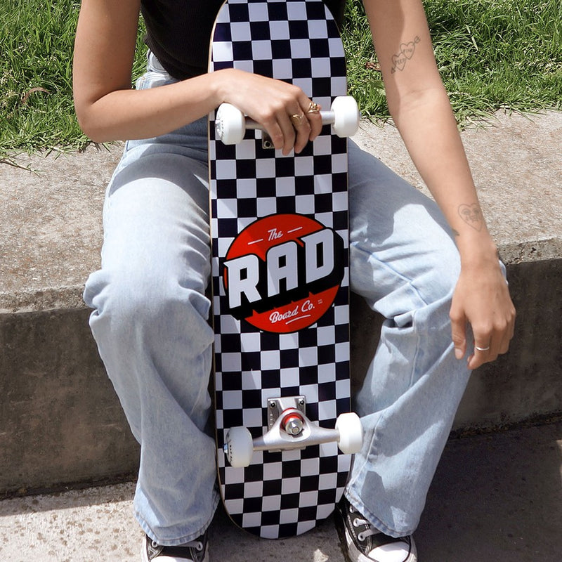 RAD Complete Dude Crew 7.75" x 31" Skateboard - Checkers Black / White