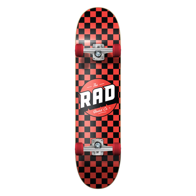 Rad Complete Dude Crew 7" x 30" Skateboard - Checkers Black / Red