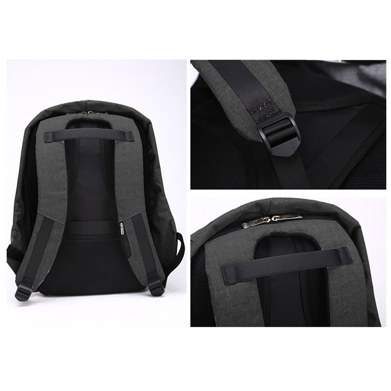 Anti Theft Backpack Waterproof bag School Travel Laptop Bags USB Charging - Black